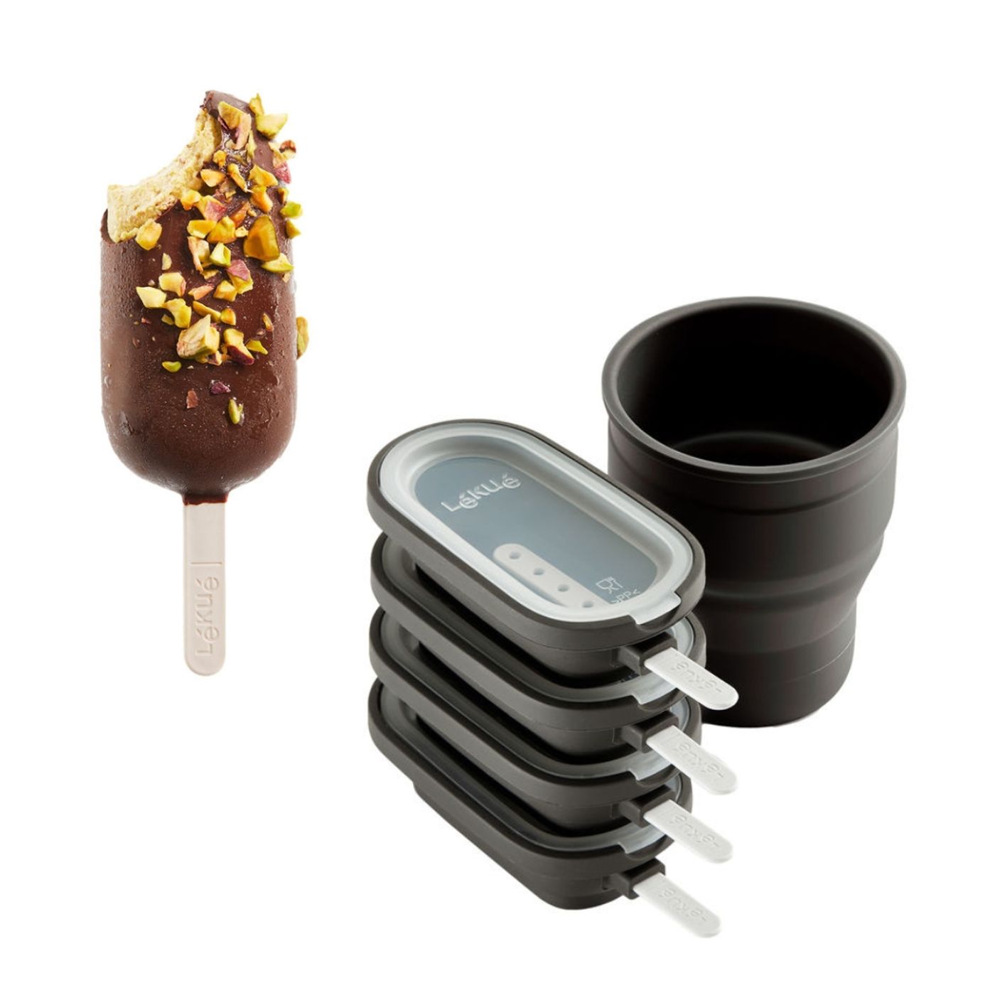 Mini-MOULE à GLACE + POT DE GLAçAGE en silicone CLASSIC CREAMY - set de 4